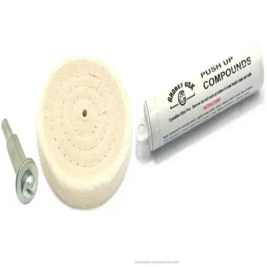 3" Cotton Buffing Wheel & Mandrel & White Rouge Push-Up Polishing Compound {1}