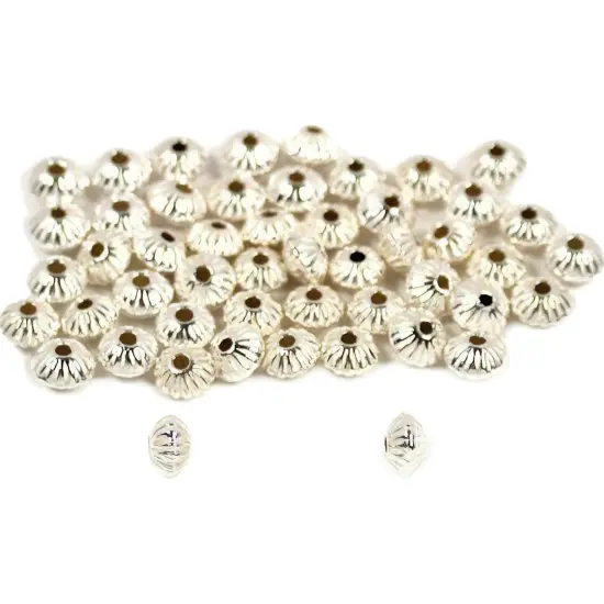 50 Corrugated Saucer Beads Sterling Silver Beading Part {1}