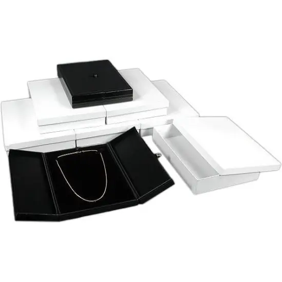 6 Large Black Necklace Snap Lid Gift Boxes Display Box {1}