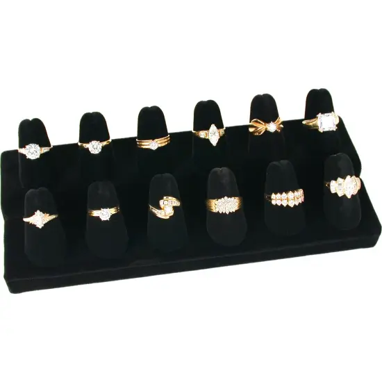 12 Finger Ring Display Black Velvet 8 1/4" 2Pcs {3}