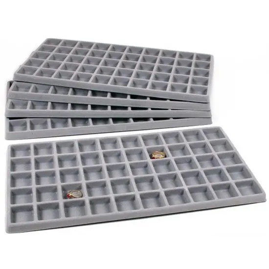 5 Gray 50 Slot Pendant Jewelry Showcase Display Tray Inserts {1}