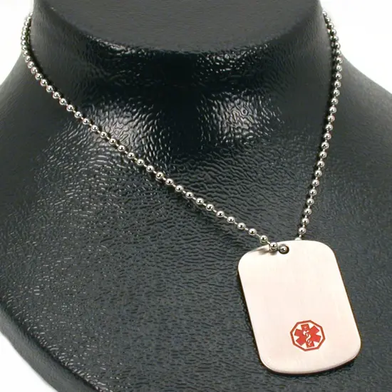 Medical Emergency ID Dog Tag Charm & 26" Chain {2}