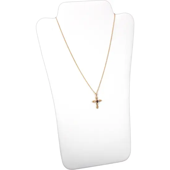 White Leather Necklace Easel Display Jewelry Case 12.5" {1}