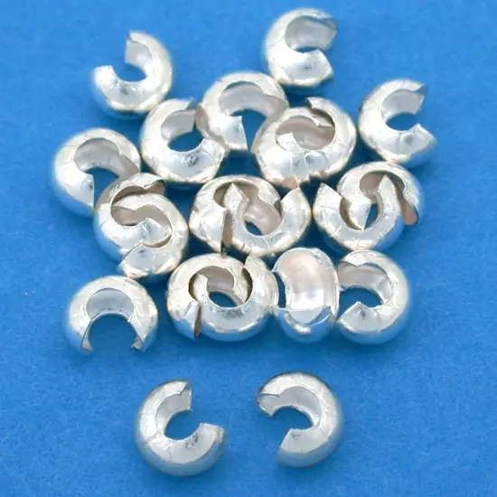 20 Sterling Silver Crimp Bead Covers Beading Parts 4mm {1}