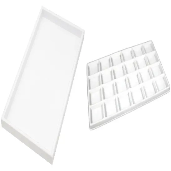 3 White Plastic Stackable Jewelry Display Trays w/ White 24-slot Tray Inserts {1}