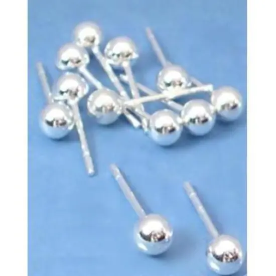 12 Ball Earrings Piercing Studs Sterling Silver Parts {1}
