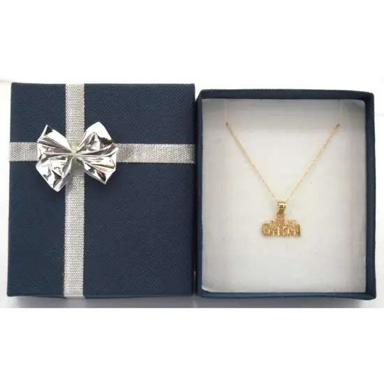 14K Yellow Gold I Love Heart Grandma Charm with 18" Gold Cable Chain & Gift Box {2}