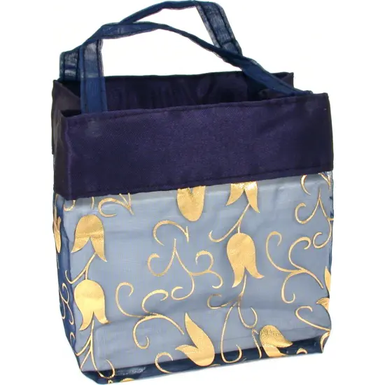 12 Mini Organza Assorted Gold Flower Tote Gift Bags {3}