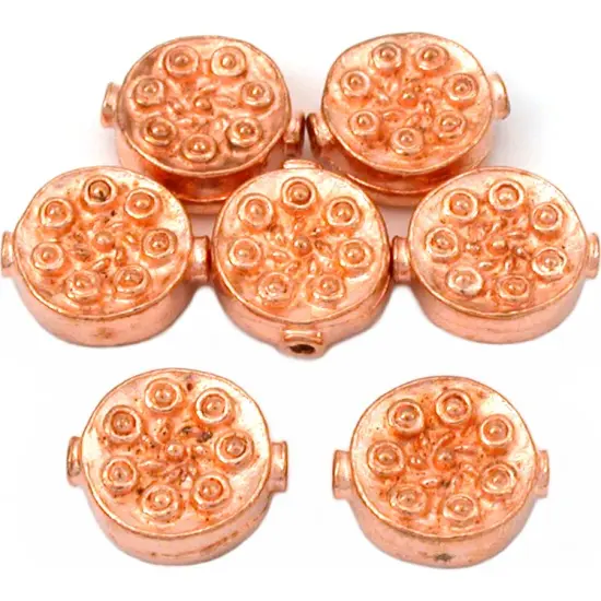 16g Fluted Round Disc Bali Bead Copper Plt 12.5mm App 7 {1}