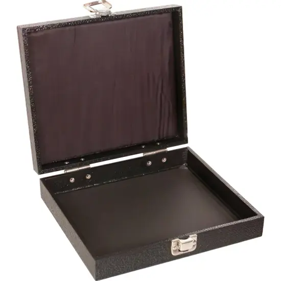 Black Square Jewelry Case (Single Metal Latch) w/ Black 5-slot Plastic Tray {2}