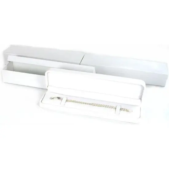 3 White Leather Watch Bracelet Gift Boxes Jewelry Counter Displays {1}