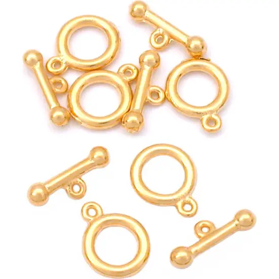 5 Sets Real Gold Plated Toggle Clasps Beading 9mm New {1}