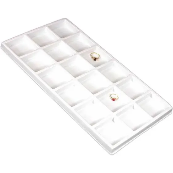 18 Slot Travel Tray White Jewelry Charm Watch Display {1}