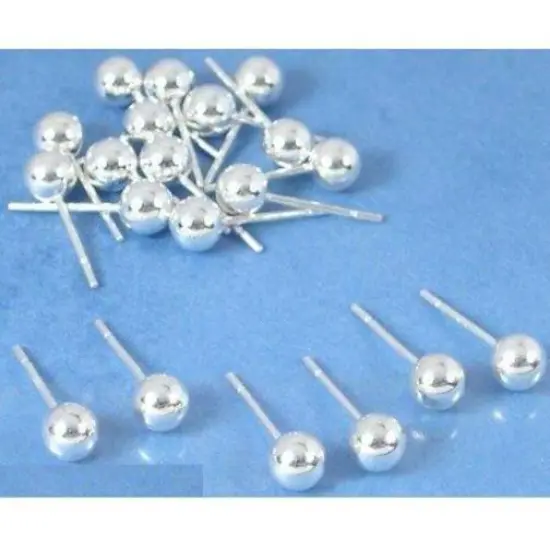 20 Sterling Silver Ball Stud Earrings 5mm {1}
