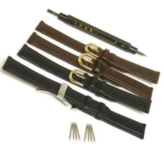 4 Leather Watch Band Deployment Buckle 18mm & Tool New {1}