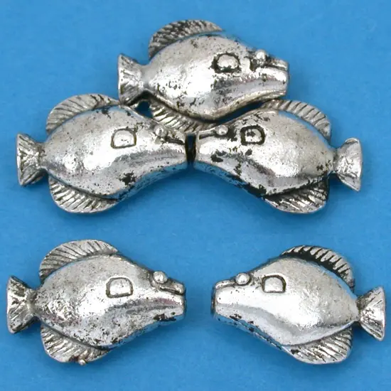 Fish Beads Antique Silver Plated Spacer 19mm Approx 4 {1}