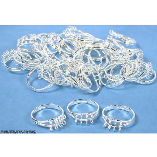 36 Silver Finger Ring Jewelry Findings Charm Beadery {1}