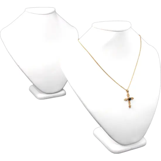 2 White Leather Necklace Busts Jewelry Displays 8.5" {1}