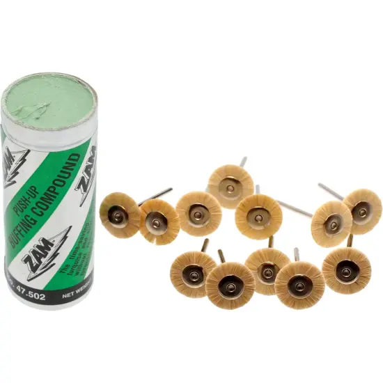 4oz Tube of ZAM Buffing Compound with 12 Polishing Wheel Brushes Jewelers Tools {1}