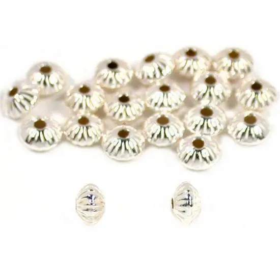 20 Corrugated Saucer Beads Sterling Silver Beading Part {1}