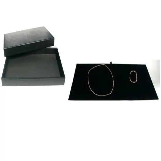 Black Jewelry Display Case (Removable Magnetic Lid) w/ Black Velvet Display Tray {1}