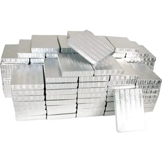 100Pc Silver Foil Cotton Box Filled #75 Jewelry Boxes 7 1/8""Lx5 1/8""Wx1 1/8""H {1}