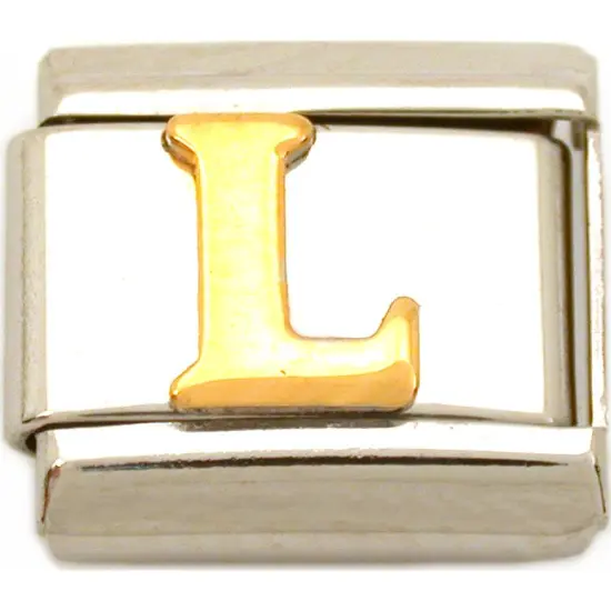 L Italian Charm Gold Plated Letter {1}