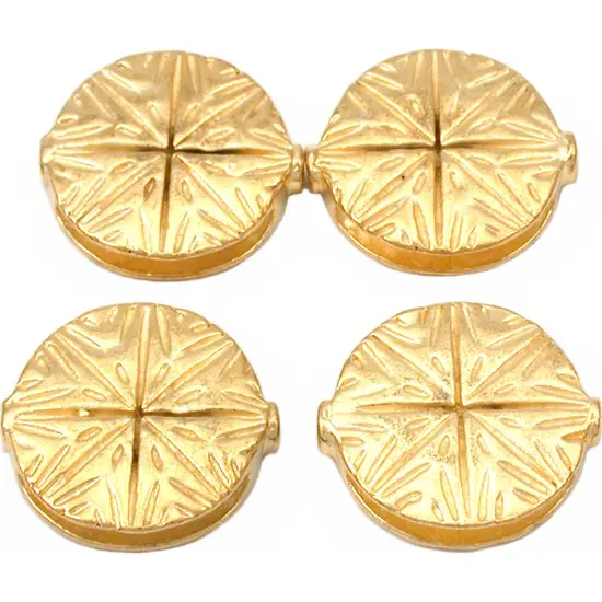 Fluted Star Disc Beads Gold Plate Round 19.5mm Approx 3 {1}