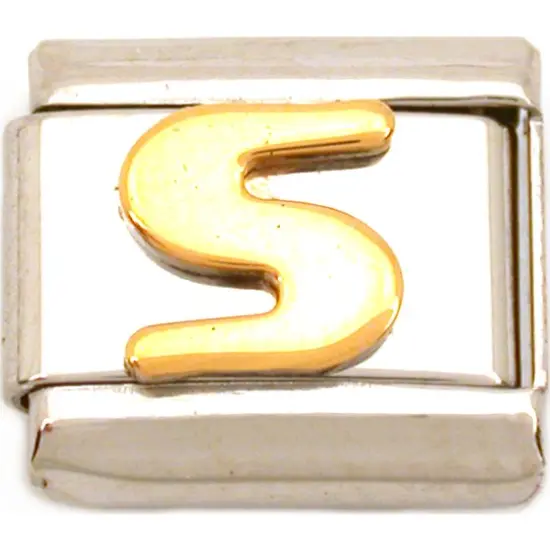 S Italian Charm Gold Plated Letter {1}