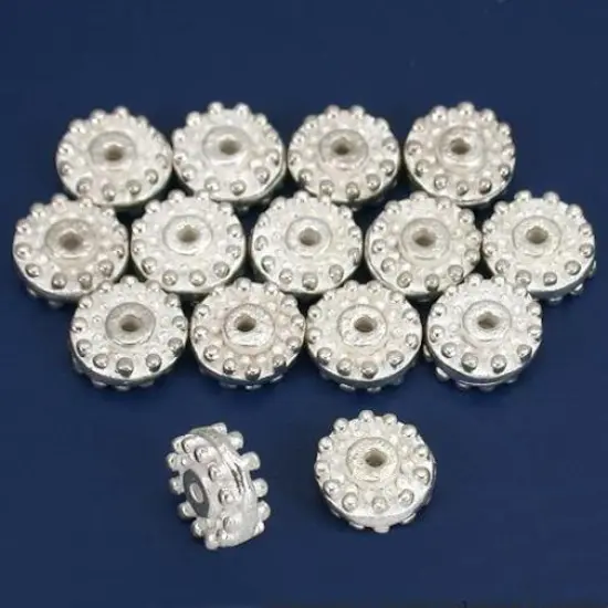 Bali Spacer Beads Silver Plated Beading 9mm Approx 15 {1}