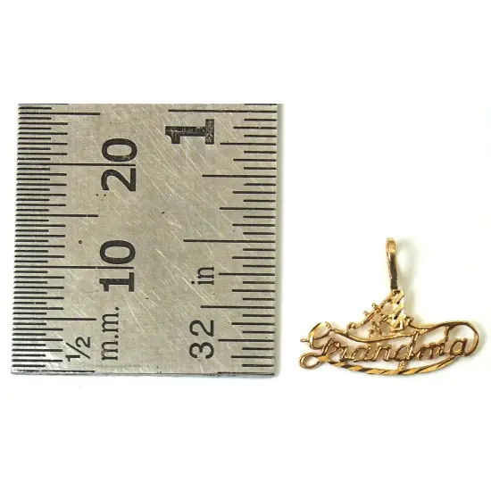 14K Gold #1 Grandma Charm with 18" Gold Cable Chain & Gift Box {5}
