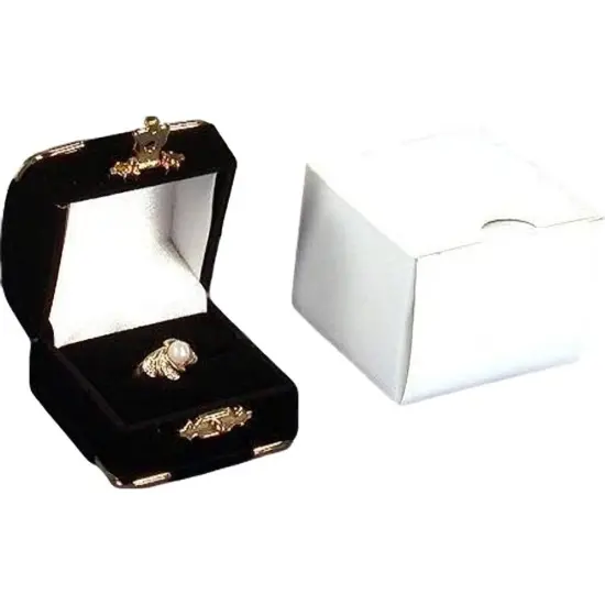 6 Black Flocked Ring Gift Boxes Jewelry Case Displays {2}