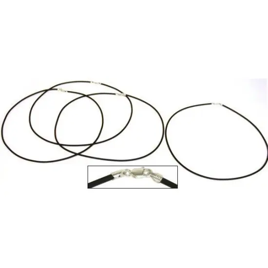 Rubber Cord Necklace Black 18" 4Pcs {1}