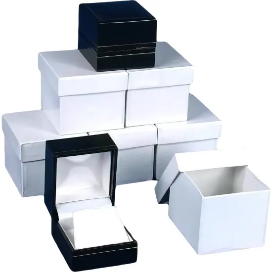 6 Earring Gift Boxes Black Leather Jewelry Case Display {1}