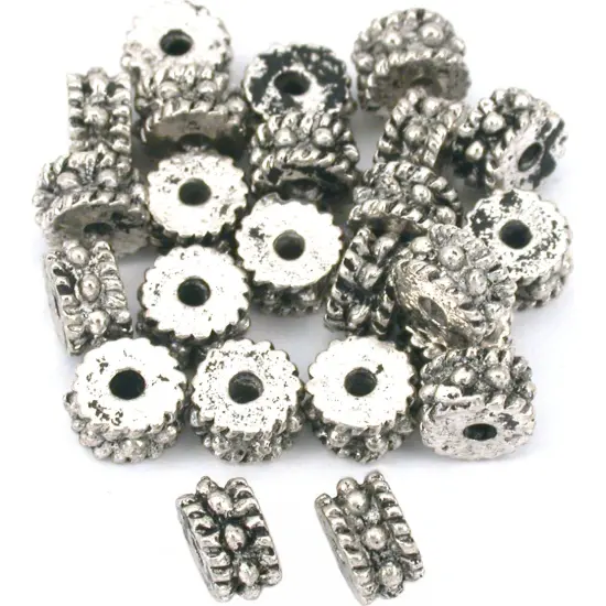 Bali Rondelle Spacer Bead Antq Silver Plt 4mm Approx 25 {1}
