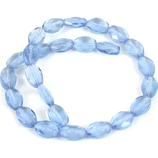 Oval Faceted Fire Polished Chinese Crystal Beads Sapphire 12mm 1 Strand {1}