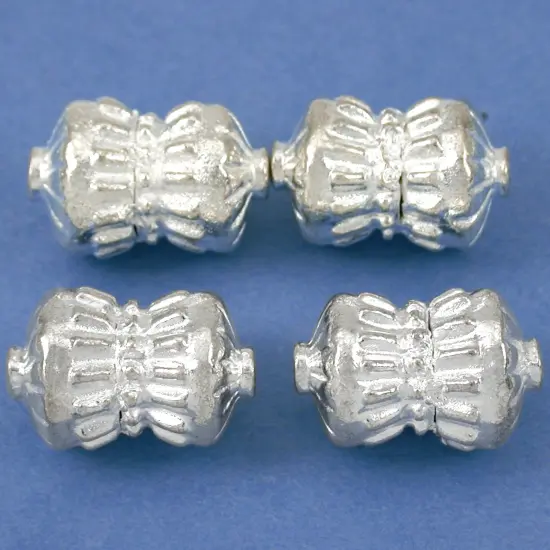 19g Bali Barrel Beads Silver Plated Parts 17mm Approx 3 {1}