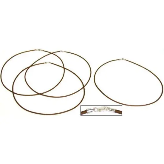 Rubber Cord Necklaces Brown 18" 4Pcs {1}