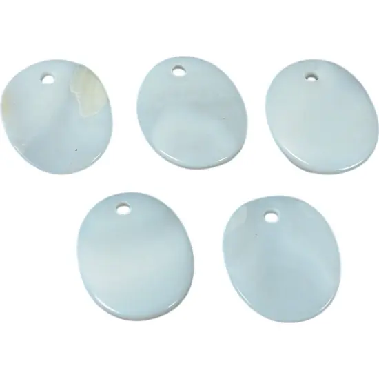 5 Mother of Pearl Oval Pendants Gemstone Beading 18mm {1}