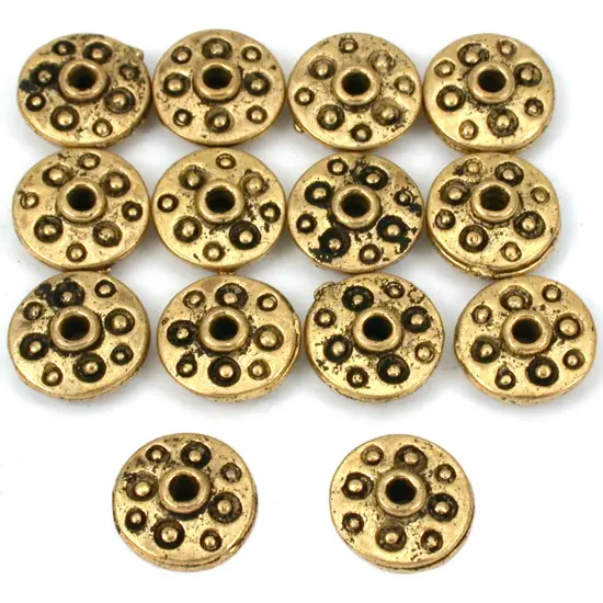 15g Fluted Saucer Beads Antq Gold Plated 11mm Approx 14 {1}