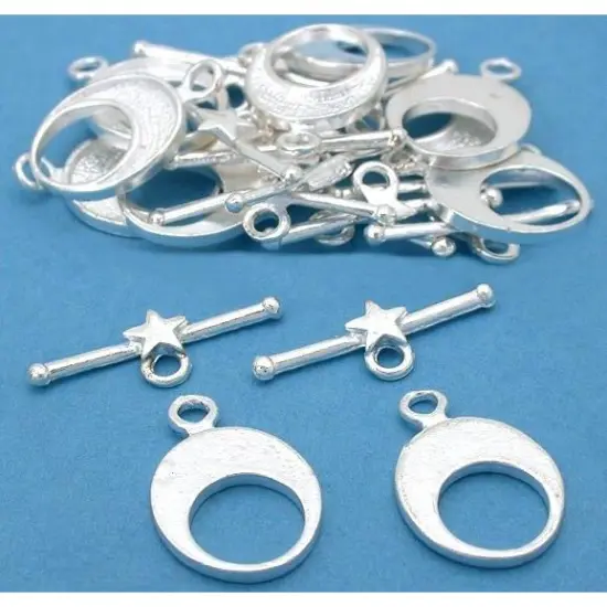 Star & Moon Toggle Clasp Silver Plated 13.5mm Approx 12 {1}