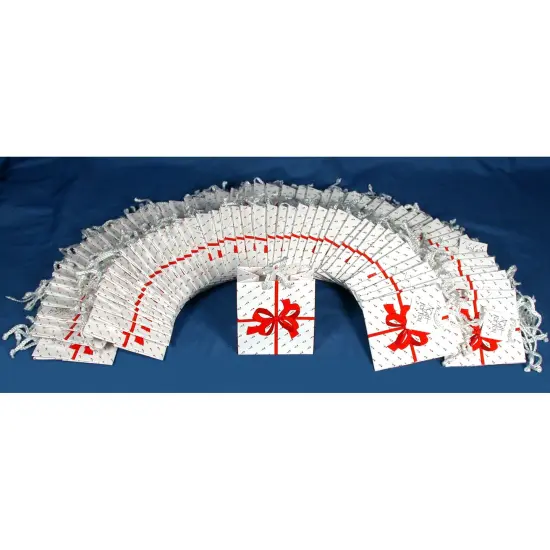 50 Jewelry Shopping Tote Gift Bags White & Red Bow 4.5" {1}