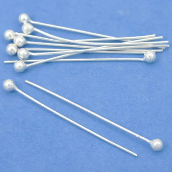 10 Sterling Silver Hat Pin Jewelry Head Pins 25 Ga 1" {1}