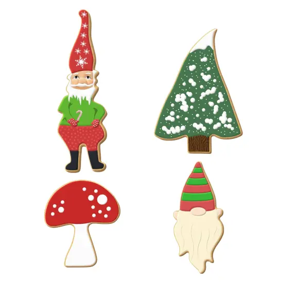 CookieCutter.com Enchanted Woodland Gnome Elf 4 Piece Cookie Cutters Set, Gnome, Dwarf, Mushroom, Tree, Tin Plate Steel, USA {3}