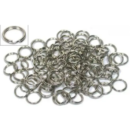 100 Nickel Plated Split Ring Chain Parts Findings 6mm {1}
