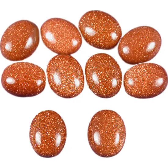 10 Goldstone Oval Cabochons 8 x 10mm {1}