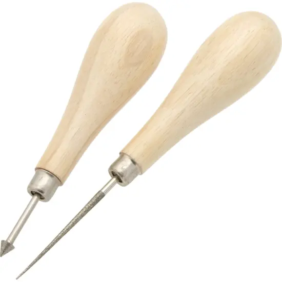 2 Piece Diamond Coated Bead Reamer Set With Wooden Handles {1}