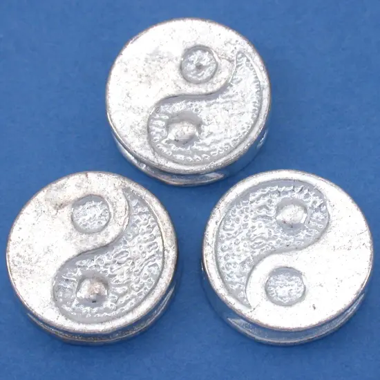 Yin Yang Beads Silver Plated Round Disc 16mm Approx 3 {1}
