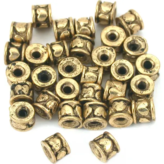 Bali Spacer Heart Beads Antique Gold Plt 5mm Approx 30 {1}