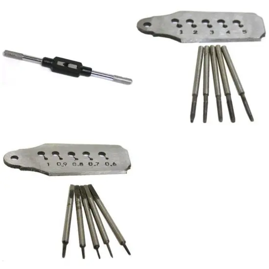 Mini Die Set Screw Plate & Taps Jewelers Wrench 1/4" Capacity Hand LatheTool Kit {1}